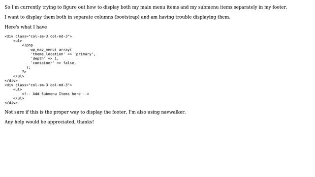 Wordpress: Main Menu and Sub Menu Items for Footer смотреть онлайн