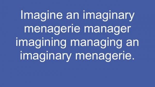 Imagine an Imaginary Menagerie Manager -Tongue Twister