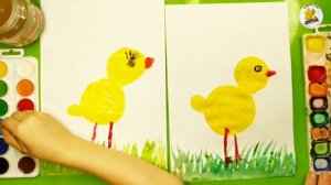 ЦЫПЛЕНОК | КАК НАРИСОВАТЬ | Уроки рисования для детей 3 лет | Рисуем с Лизой