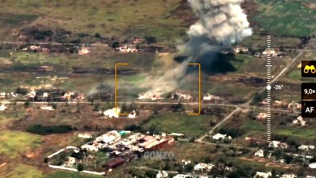 ТОС-1А "Солнцепёк" выжигает позиции ВСУ в н.п Работино. смотреть онлайн