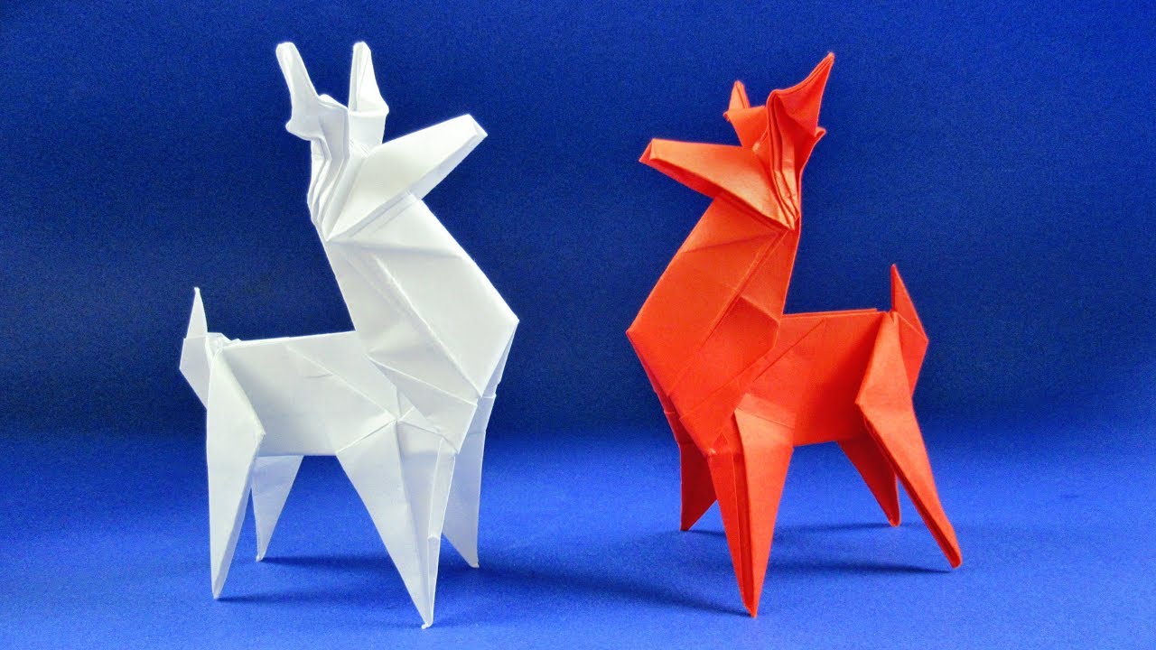 Оригами олень. Как сделать оленя из бумаги смотреть онлайн