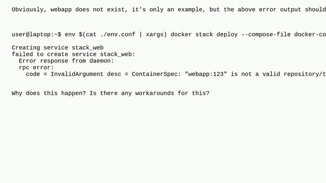 Docker Stack Deploy doesn't resolve environment variables with default value like Docker Compose .. смотреть онлайн