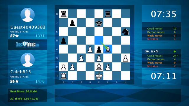 Chess Game Analysis: Caleb615 - Guest40409383, 1-0 (By ChessFriends.com) смотреть онлайн