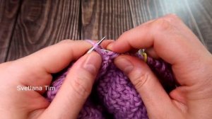 Очень Простой Узор спицами для Вязания Шапки по кругу / Узоры для кругового вязания № 636