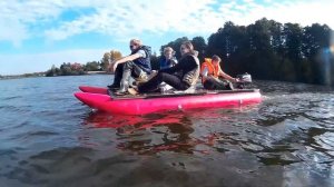 Самодельный моторный ПВХ катамаран "Каракат" испытания 1