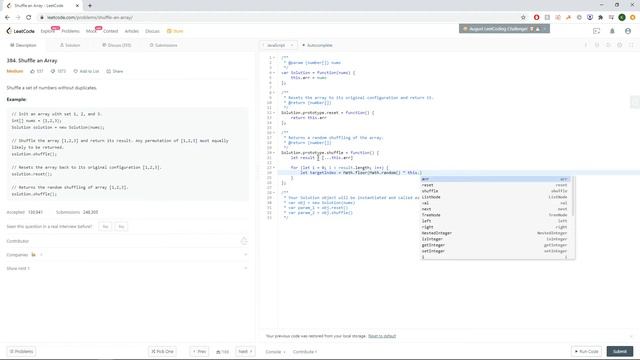 LeetCode 384: Shuffle an Array смотреть онлайн
