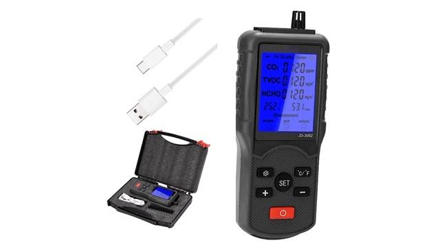 Многофункциональный анализатор качества воздуха, цифровой дисплей, CO2 PM2.5 детектор смотреть онлайн