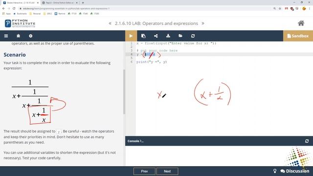 Python Institute lab 2.1.6.10 смотреть онлайн