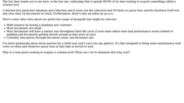 How can I reduce time spent acquiring the mongodb schema lock? смотреть онлайн