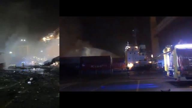 explosion on the container ship Ocean Trader at Jebel Ali Port in Dubai смотреть онлайн