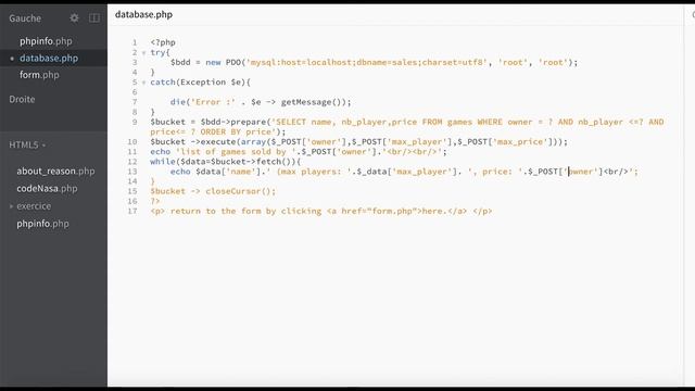Query database using prepared SQL requests with PHP 2 смотреть онлайн