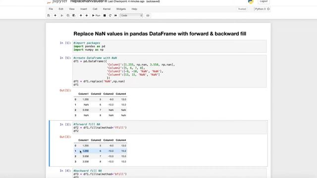 Replace NaN values in pandas DataFrame with forward & backward fill смотреть онлайн