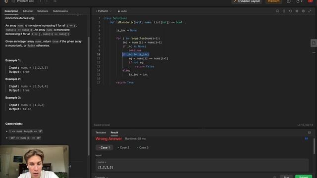 Monotonic Array | 896 Leetcode | Python3 смотреть онлайн