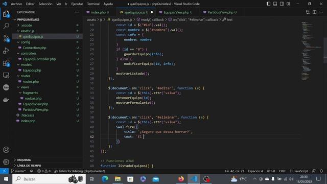 14 php MVC con postgreSQL y AJAX. Aplicación Quinielas. Eliminar un Equipo existente смотреть онлайн