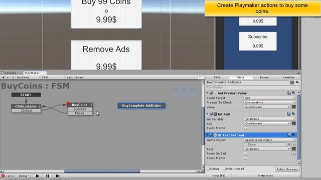 Easy IAP (In App Purchase) - Integration tutorial using Playmaker смотреть онлайн