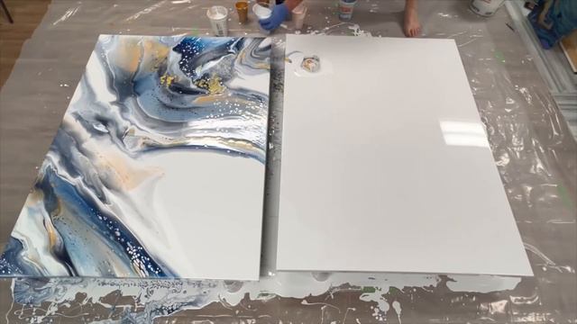MASSIVE!! 🌊Ocean Vibe Diptych🌊 - Open Cup Technique - Fluid Art смотреть онлайн