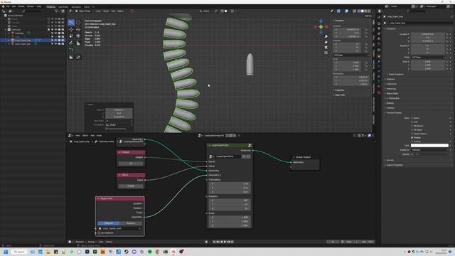 Ammo belt in Blender using Loop Copier addon and geometry nodes смотреть онлайн