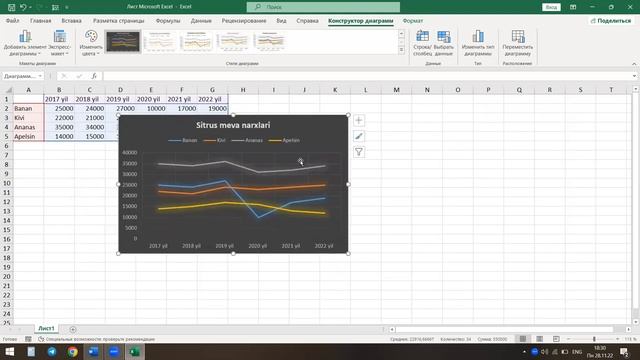 EXCEL 3-DARS || EXCELDA GRAFIK VA DIAGRAMMALAR BILAN ISHLASH