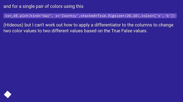 How can I change the column colors of a stacked pyplot chart to indicate whether another column is смотреть онлайн