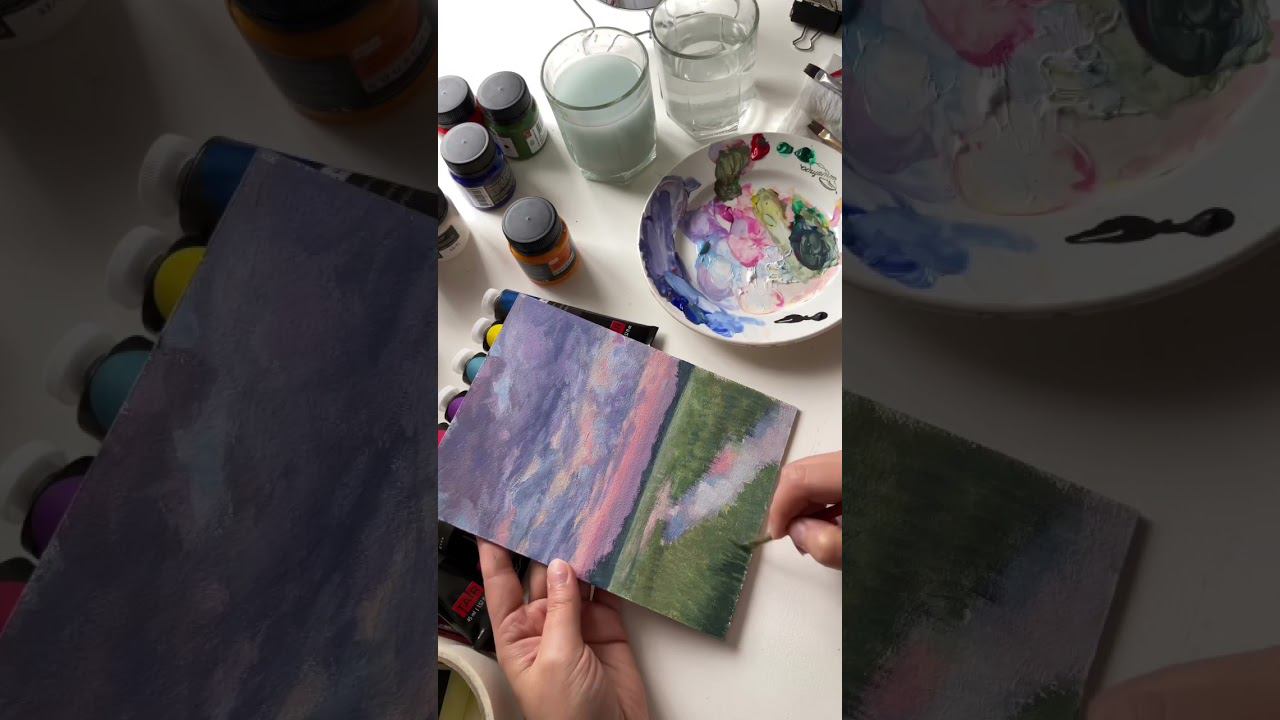 А у нас только и разговоров, что о гуаши ♥️ Нежный пейзаж от @artnickfox красками ТАИР #art смотреть онлайн