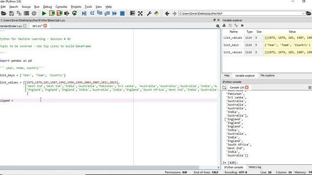 Zip Lists to build Dataframe from scratch | Build Pandas Dataset - P1.7 смотреть онлайн