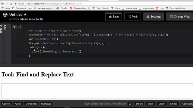 Tool Find and Replace Text vuejs смотреть онлайн