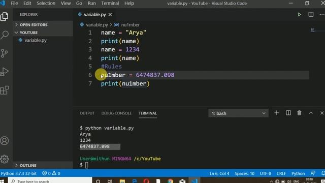 variable in python in Hindi || variable in python 3 || python variables|| variables in python смотреть онлайн