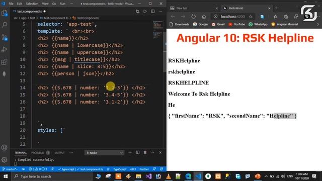 #Angular 10 in Telugu #16 Pipes in Angular 10 in Telugu || RSK Helpline смотреть онлайн