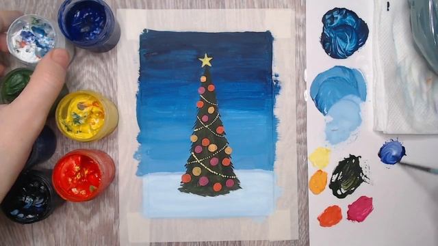 Как нарисовать новогоднюю ёлку. Пошаговый урок смотреть онлайн