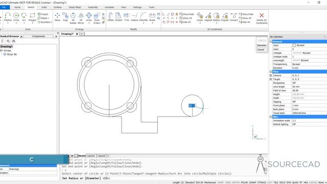 BricsCAD Tutorial: Making a mechanical part in 2D and 3D смотреть онлайн
