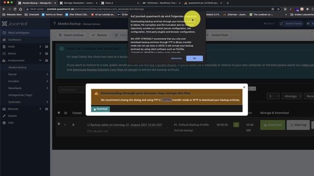 Joomla 4 Grundlagen: 1.11.1 - Ein Backup mit Akeeba erstellen смотреть онлайн