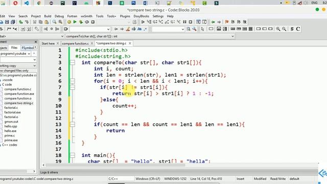 C program to Compare Two Strings Without Using Library function смотреть онлайн