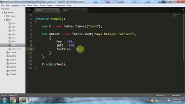 Melukis web dengan FabricJS (07) Menampilkan text смотреть онлайн