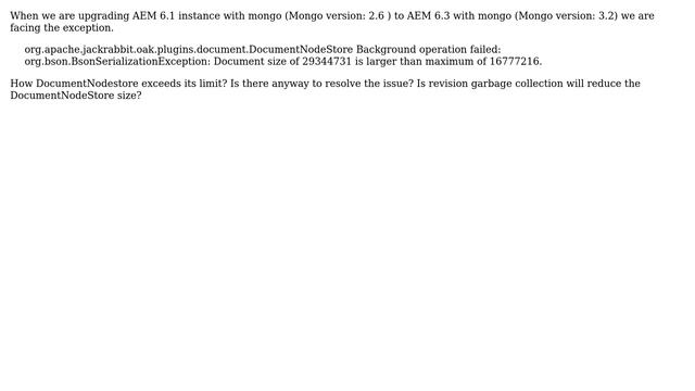 Databases: Mongodb: Document size of 29344731 is larger than maximum of 16777216 смотреть онлайн