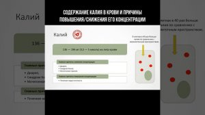 Содержание калия в крови и причины снижения/повышения его концентрации #калий #составкрови #анализ