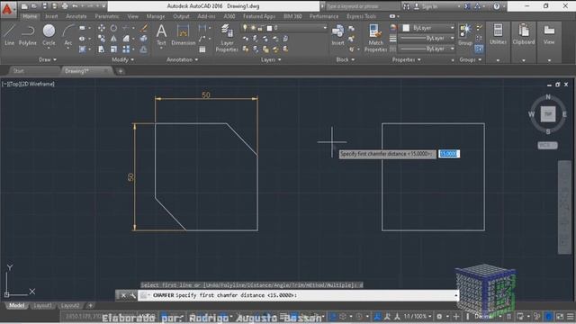 Como usar o chanfro no Autocad - Ferramenta Chanfro (Chamfer) смотреть онлайн