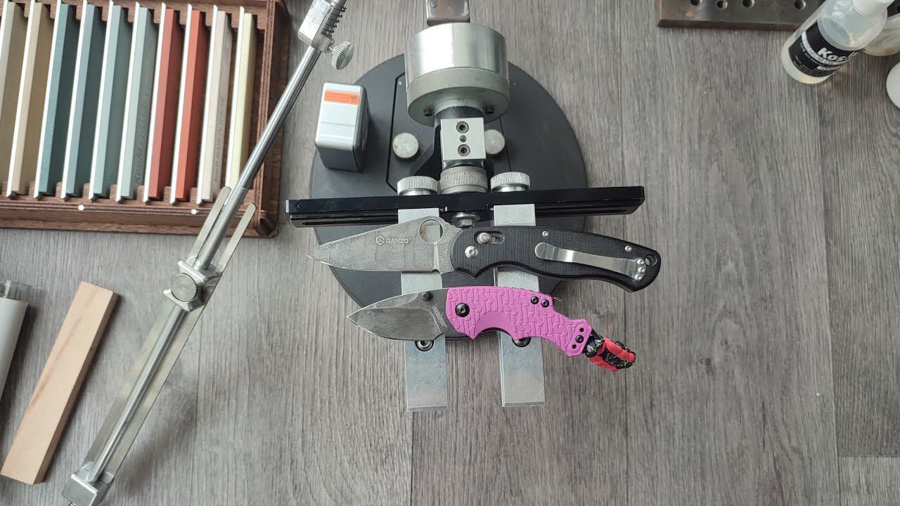 Заточка складных ножей Ganzo G729 440c и Kershaw Shuffle 8cr13MOV, абразивы Косим Pro Oil и 89А смотреть онлайн