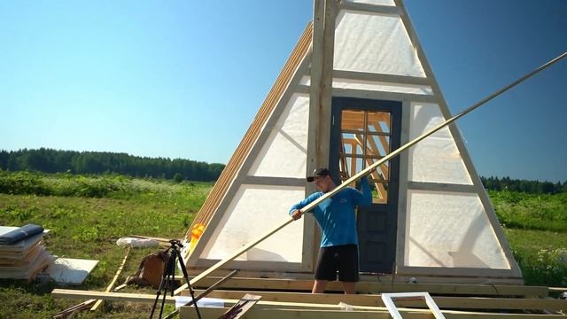 Строим дом A-Frame на участке 16 гектар. Переехали жить на ферму. Выгодный дом афрейм для фермеров. смотреть онлайн