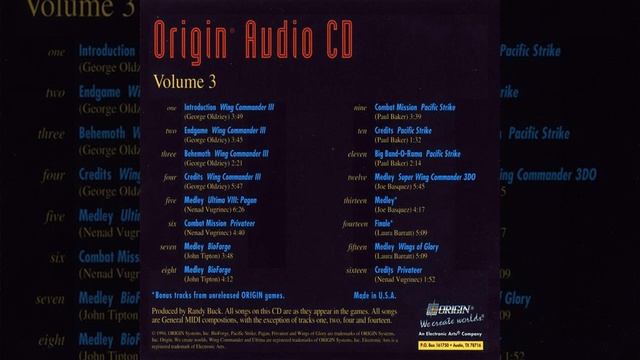 Origin Soundtrack (a.k.a. Origin Audio CD) (Volume 3) (Origin Systems, Randy Buck) [1994] [OST] смотреть онлайн
