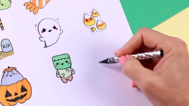 12 DIY Хэллоуин НАКЛЕЙКИ своими руками! БЕЗ КЛЕЯ! Рисуем сами! смотреть онлайн