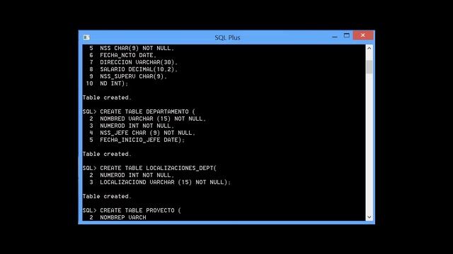 Creación de Tablas Oracle (SQL PLUS) смотреть онлайн