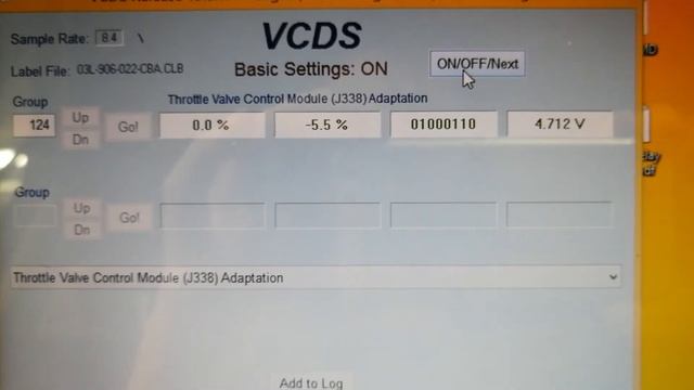 Throttle Valve Control Module (J338) Adaptation (continued No.2)