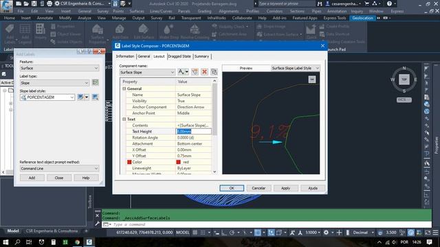 Setas em porcentagem dos TALUDES NATURAIS no AutoCAD Civil 3D 2020 | Aula 8 de 19 смотреть онлайн