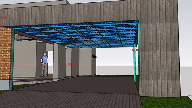 Проект Автомобильного навеса под профнастил после проработки конструктором вариант 1