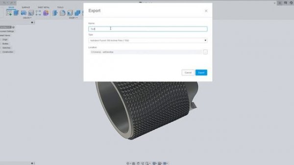 Autodesk Fusion 360, Export 3D model to STEP, STP, STL, OBJ, DXF format