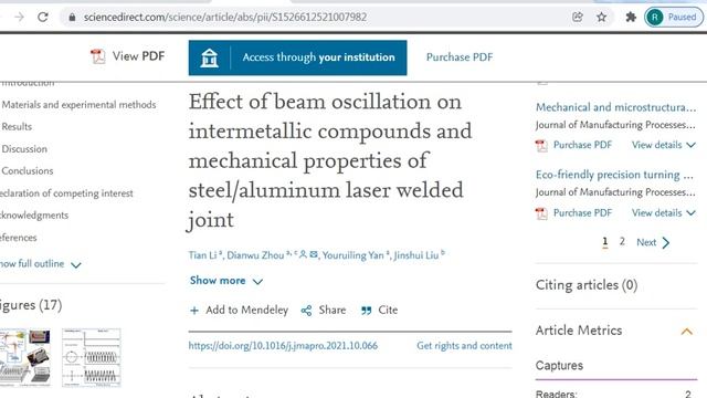 Journal of Manufacturing Processes смотреть онлайн