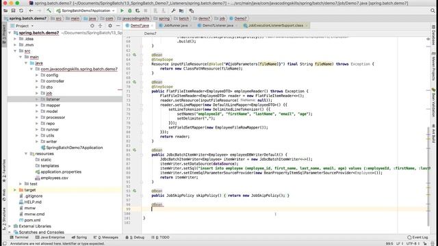 Job Listener in Spring Batch (JobExecutionListenerSupport). смотреть онлайн