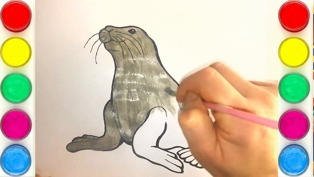 Как раскрасить МОРСКОГО КОТИКА для малышей / Раскраски мультик для детей / Детская Комната РАСКРАСК смотреть онлайн