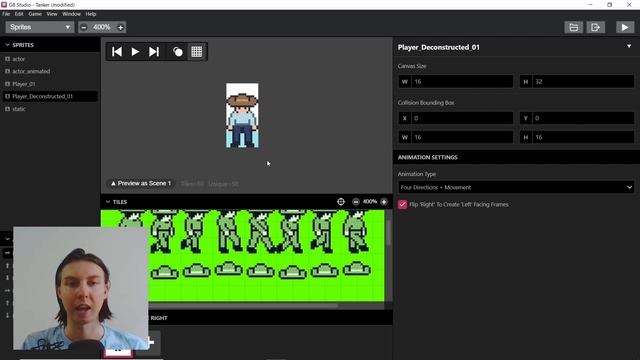 Platformer mode basics and advanced colored sprites - GB Studio 3 tutorial смотреть онлайн