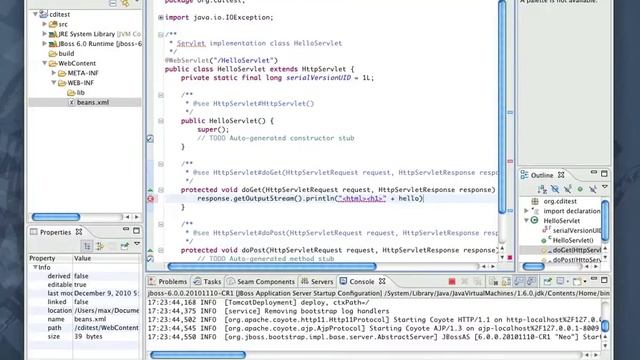 CDI HelloWorld with JBoss Tools & JBoss AS 6 смотреть онлайн